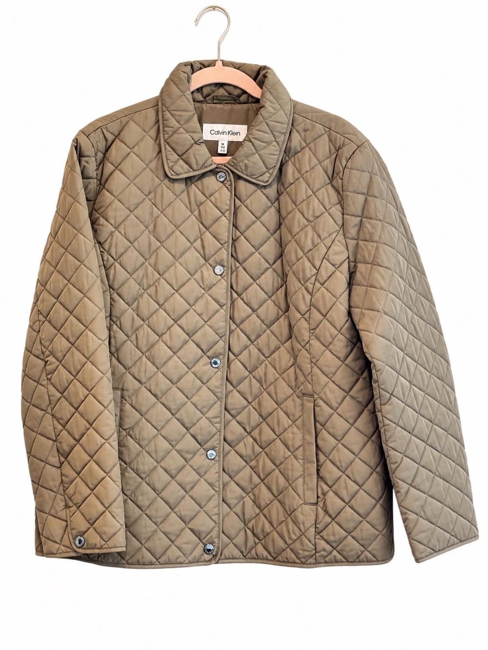 Calvin Klein XL Khaki Quilted Snap Front Jacket NWOT